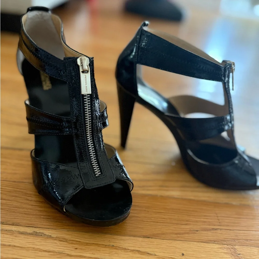 Michael Kors Black High Heel Sandals with Cage Design